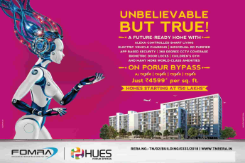 Book 2 & 3 BHK apartments @ Rs 50 Lakhs at Fomra Hues in Chennai